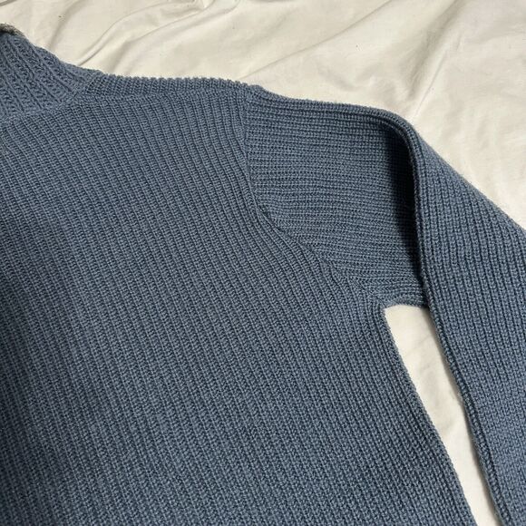 Vintage Wool Sweater Towne and King California Mens L V Neck Shawl Collar Blue - Picture 5 of 15